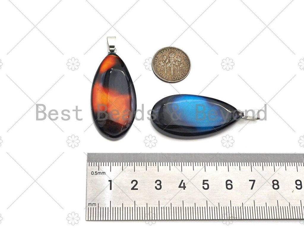 High Quality Natural Druzy Agate Teardrop Shape Pendant, Blue Pink Orange Green Necklace Agate Pendant, 20x40mm,Sku#YK12