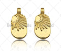 18k Gold Sunrise Tag Pendant/Charm, Sun Charm, Sun rays pendant, Bracelet Necklace Component Supply, 12x24mm, Sku#Y367