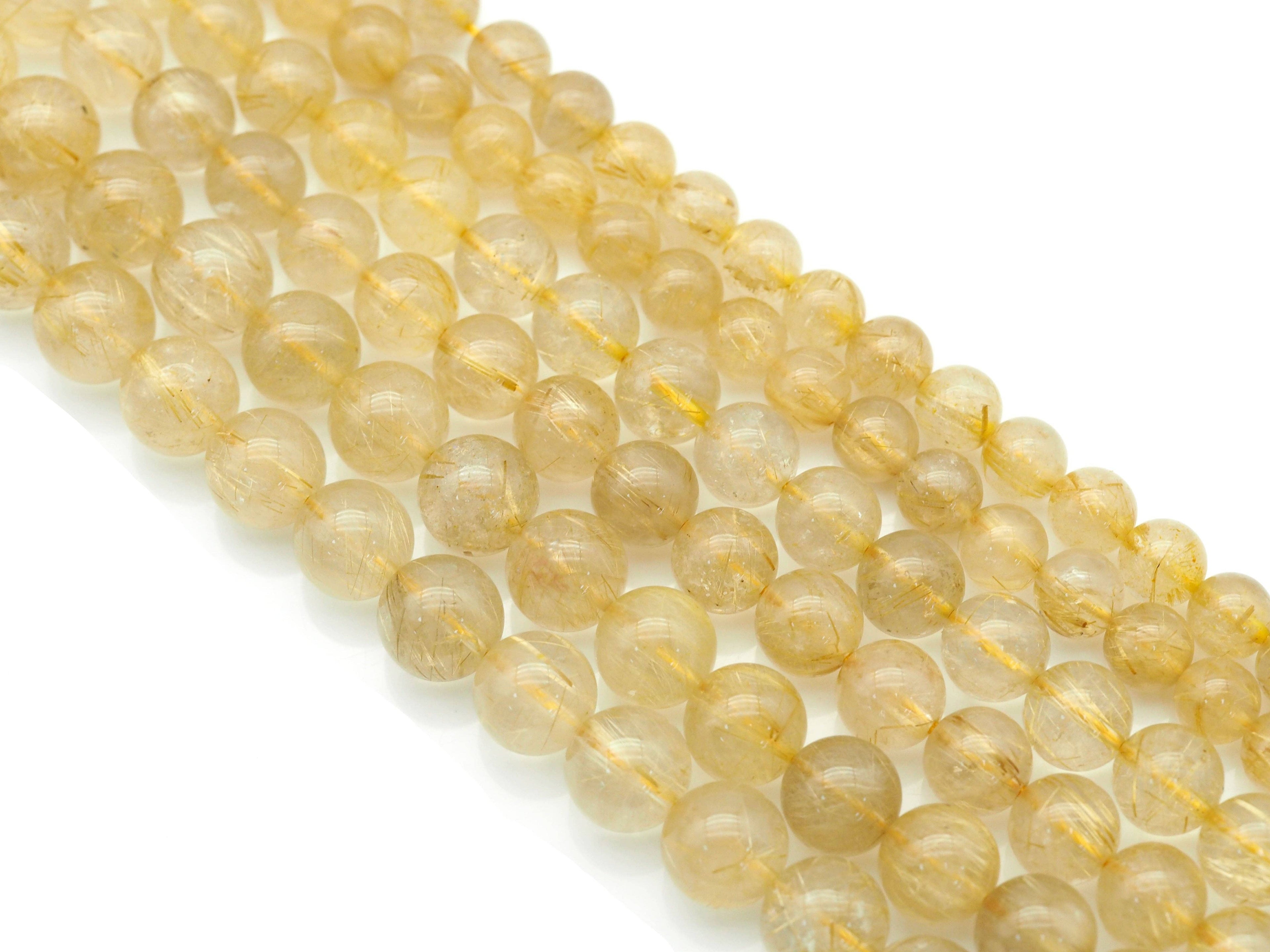 Genuine Quality Rutilated Quartz Round Smooth Beads, Sku#U1420