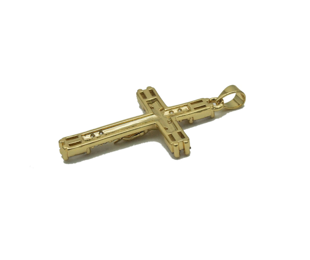 Gold Baguette CZ Cross Charm, Sku#LD305