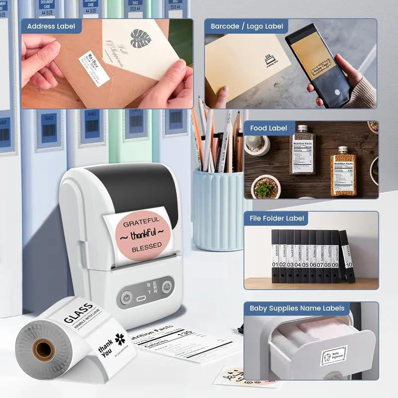 AIFRAME Label Maker with Tape Label Printer for Business Sticker Printer Compatible with 12-57Mm Width Labels Wireless Connectivity High-Speed Printing 1200Mah Battery for Office Home