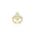Baguette CZ Gold Flower Cross Statement Adjustable Ring, Sku#LD578