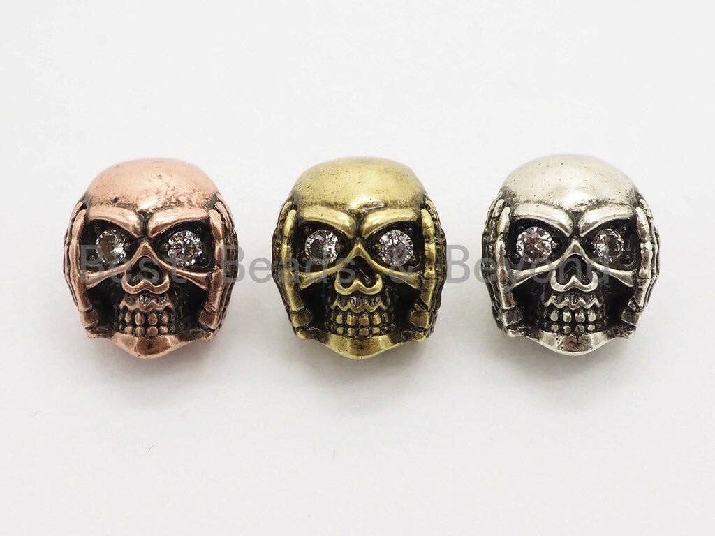 Antique Style Mini Skull Bead, Paracord Survival Bracelet Beads,Keychain Lanyard Making Beads,Men's Jewelry Findings,9x9x10mm,sku#Y117