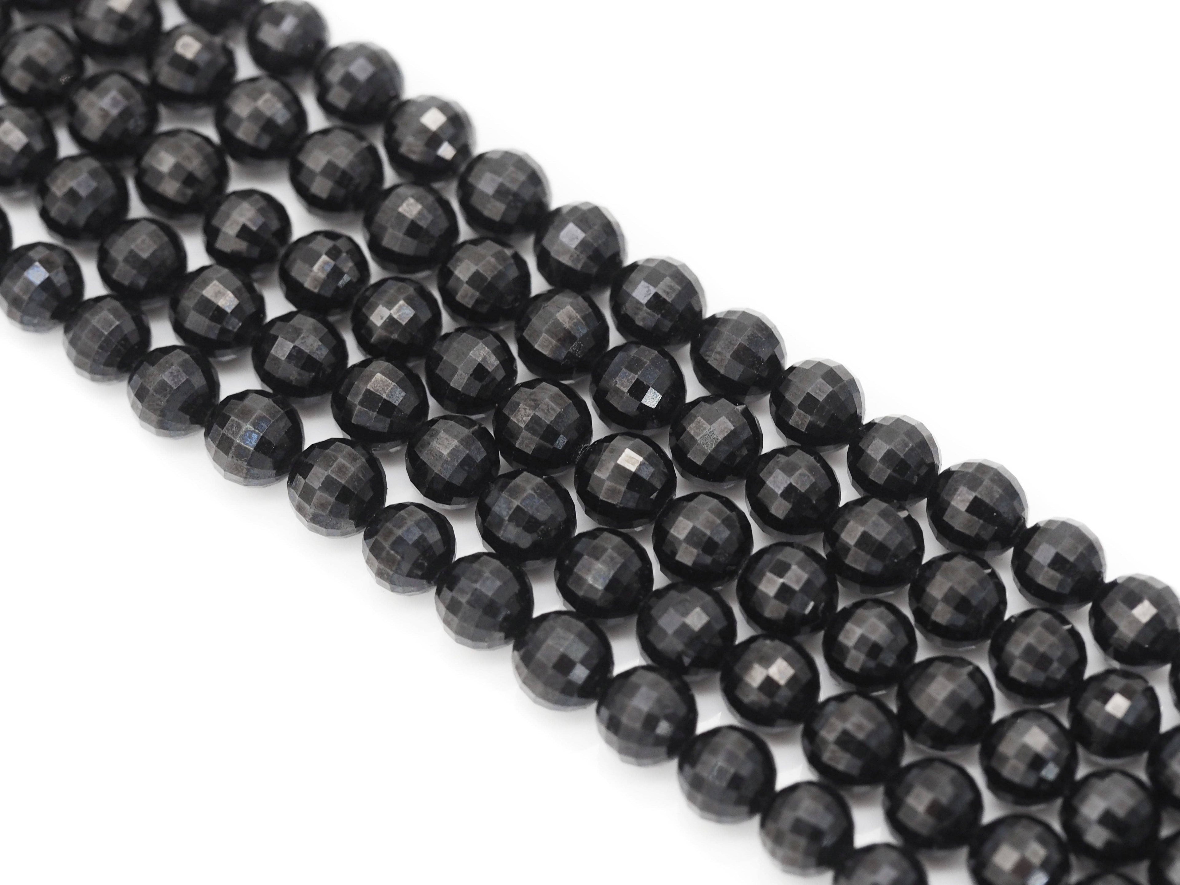 Genuine High Quality Watermelon Cut Black Spinel Round Beads, Sku#UA247