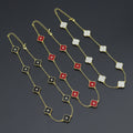Red White Black Double Sided Flower Link Adjustable Necklace, Sku#FH230