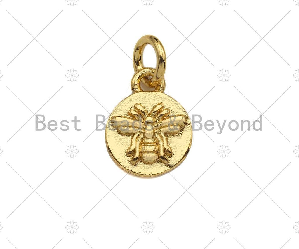 Gold Embossment Insect On Round Coin Charms, Dainty Charms