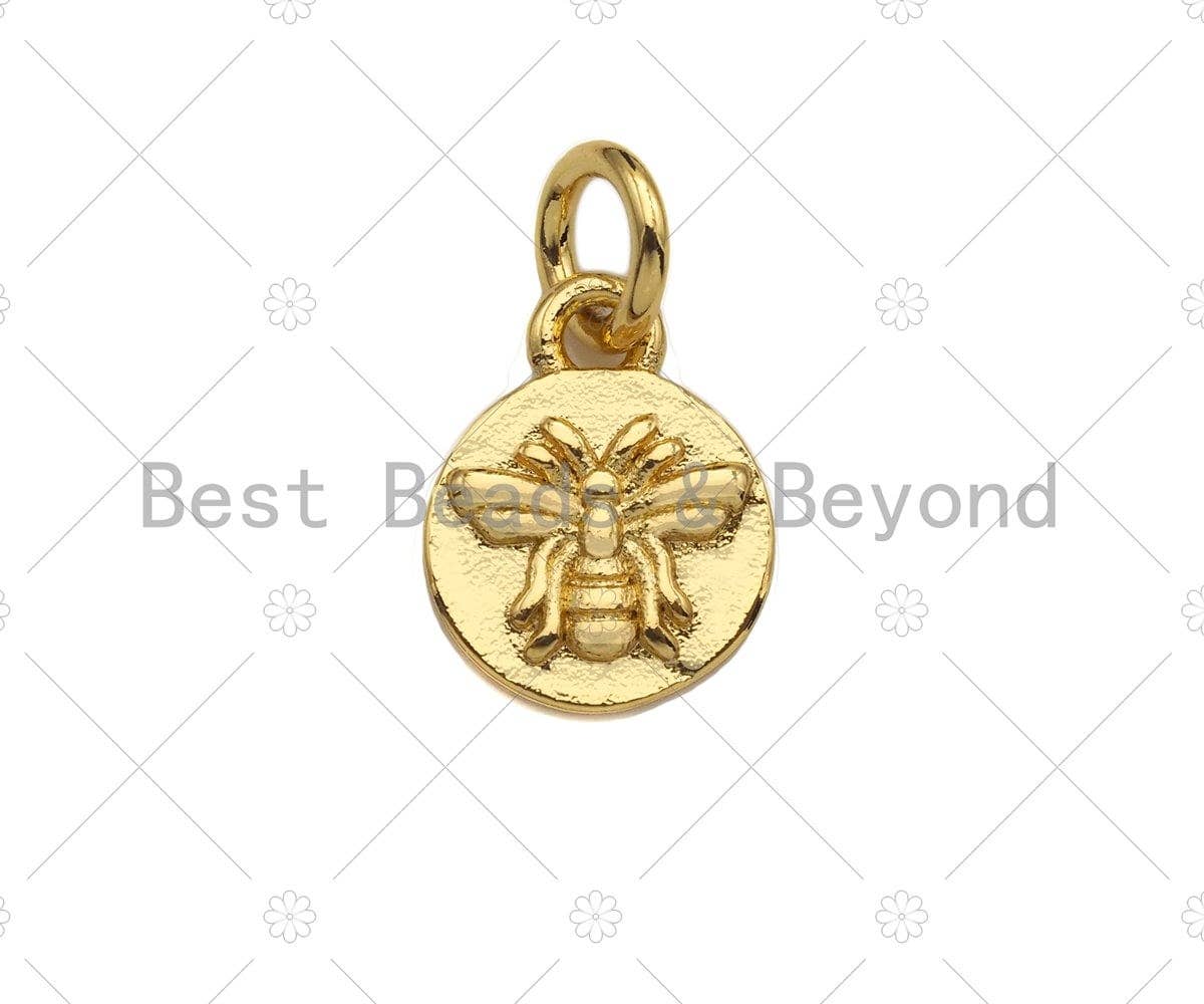 Gold Embossment Insect On Round Coin Charms, Dainty Charms