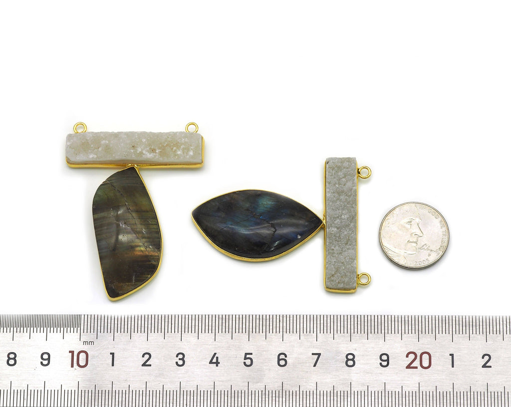 Labradorite with Druzy Pendant, Sku#YT27