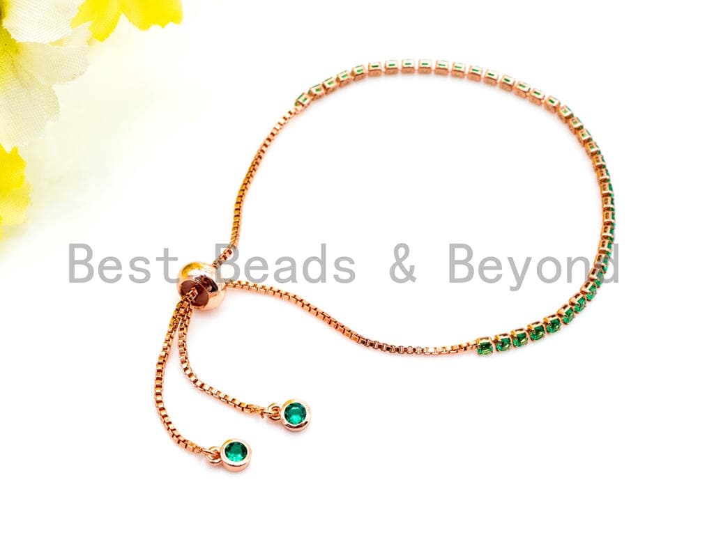 New Style Adjustable Bracelet, Green CZ Pave Stud Bracelet Gold/Silver/Rose Gold/Gunmetal, Bridal Bracelet Jewelry,SKU#P45
