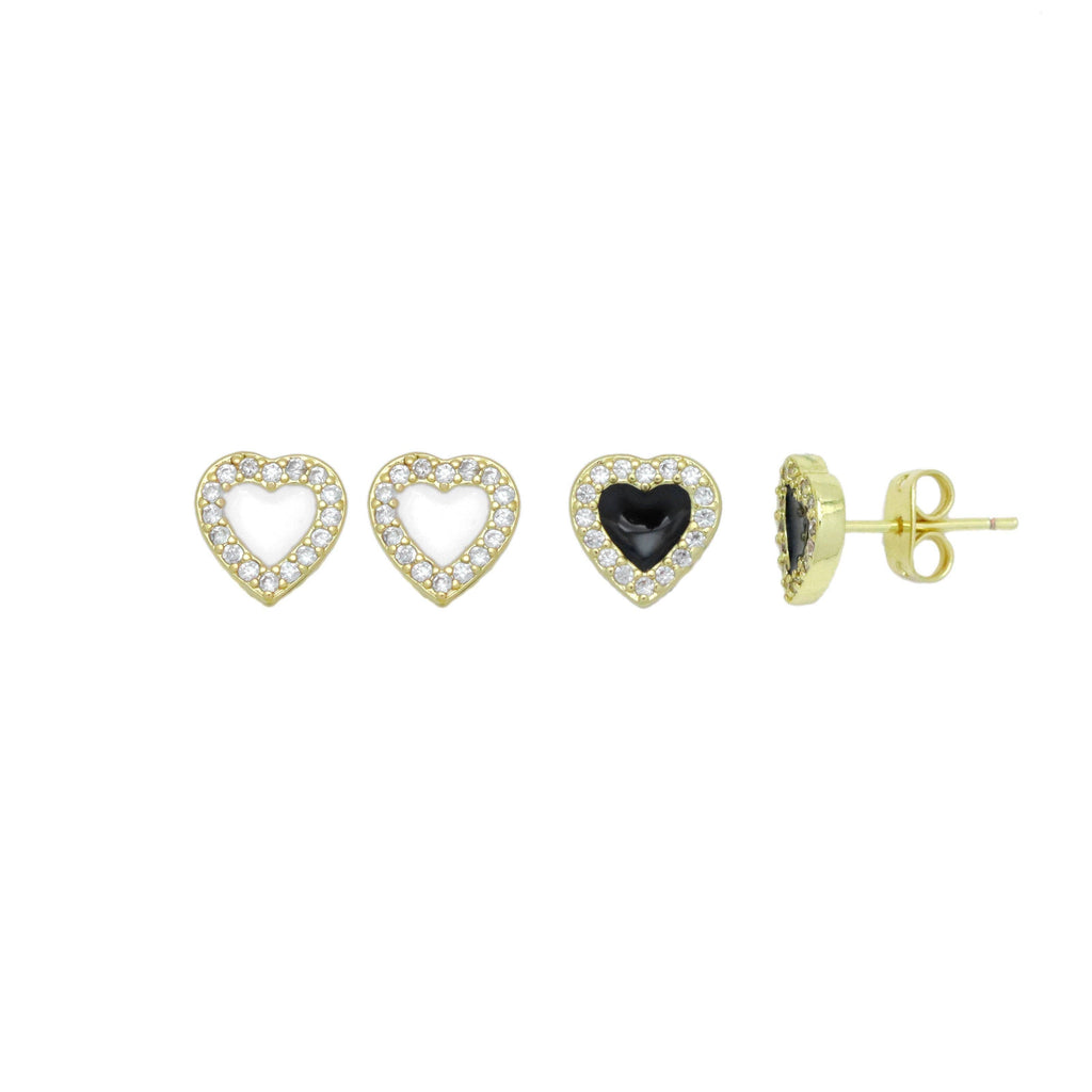 Clear CZ Heart Shape Stud Earrings, Sku#LK979