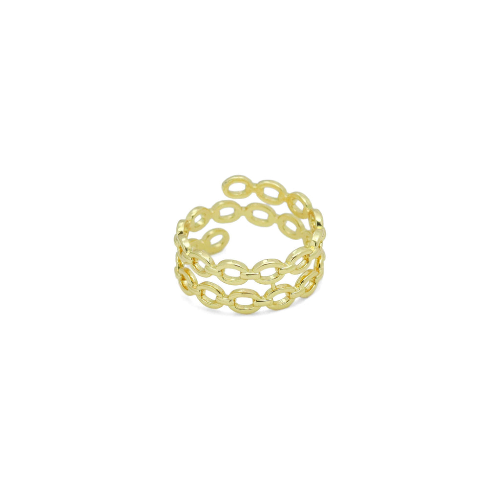Gold Silver Oval Link Adjustable Wrap Ring, Sku#A289