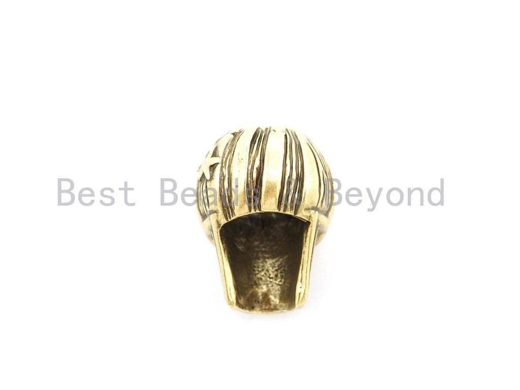 Antique Star On Skull Bead, For 550 Paracord Survival Bracelet, Men's Bracelet Beads, Paracord KeyChain Beads, 15x20x13mm, 1pc, sku#Y128