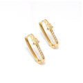Gold Clear CZ Oval Star Rectangle Hoop Earrings, Sku#LK779