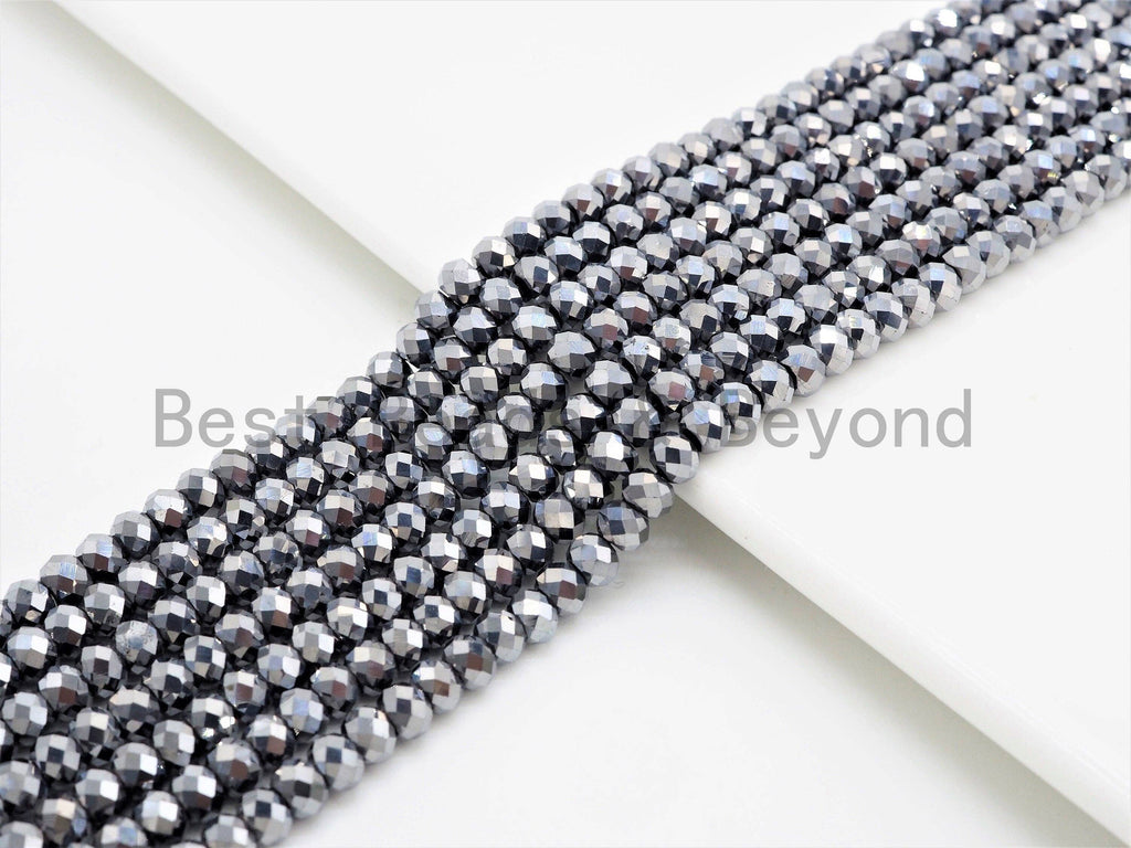 Quality Gray Rondelle Tera Hertz Beads,1x2/3x4/3x5/5x8mm Rondelle Faceted Beads, Bright Gray Beads,15inch strand,SKU#U376