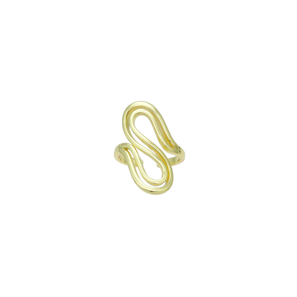 Plain Gold S Hook Shape Adjustable Ring, Sku#LX686
