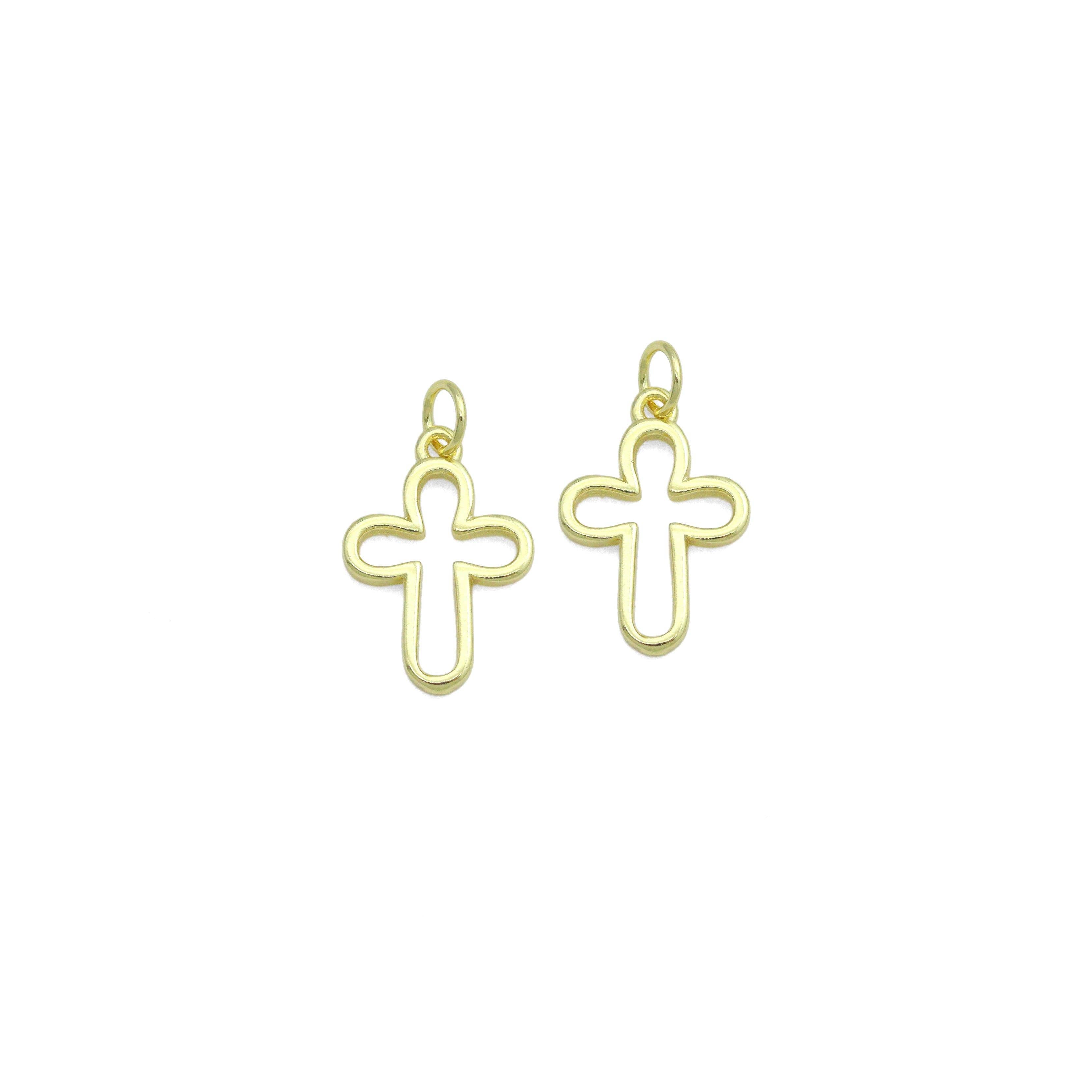 Gold /Bright Silver Frame Cross Charm Pendant,Sku#LD725