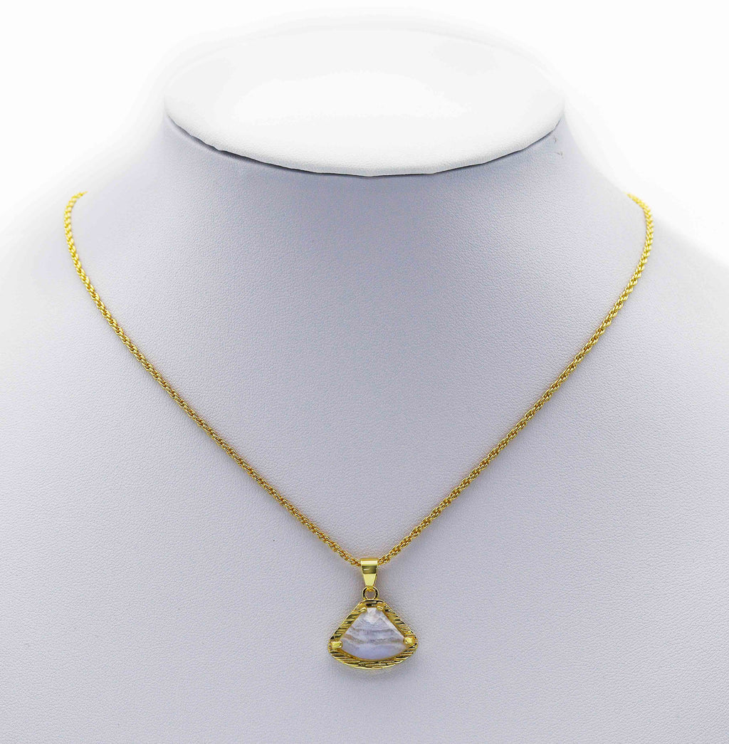 Gemstone Fan shape Charm, Sku#LY10