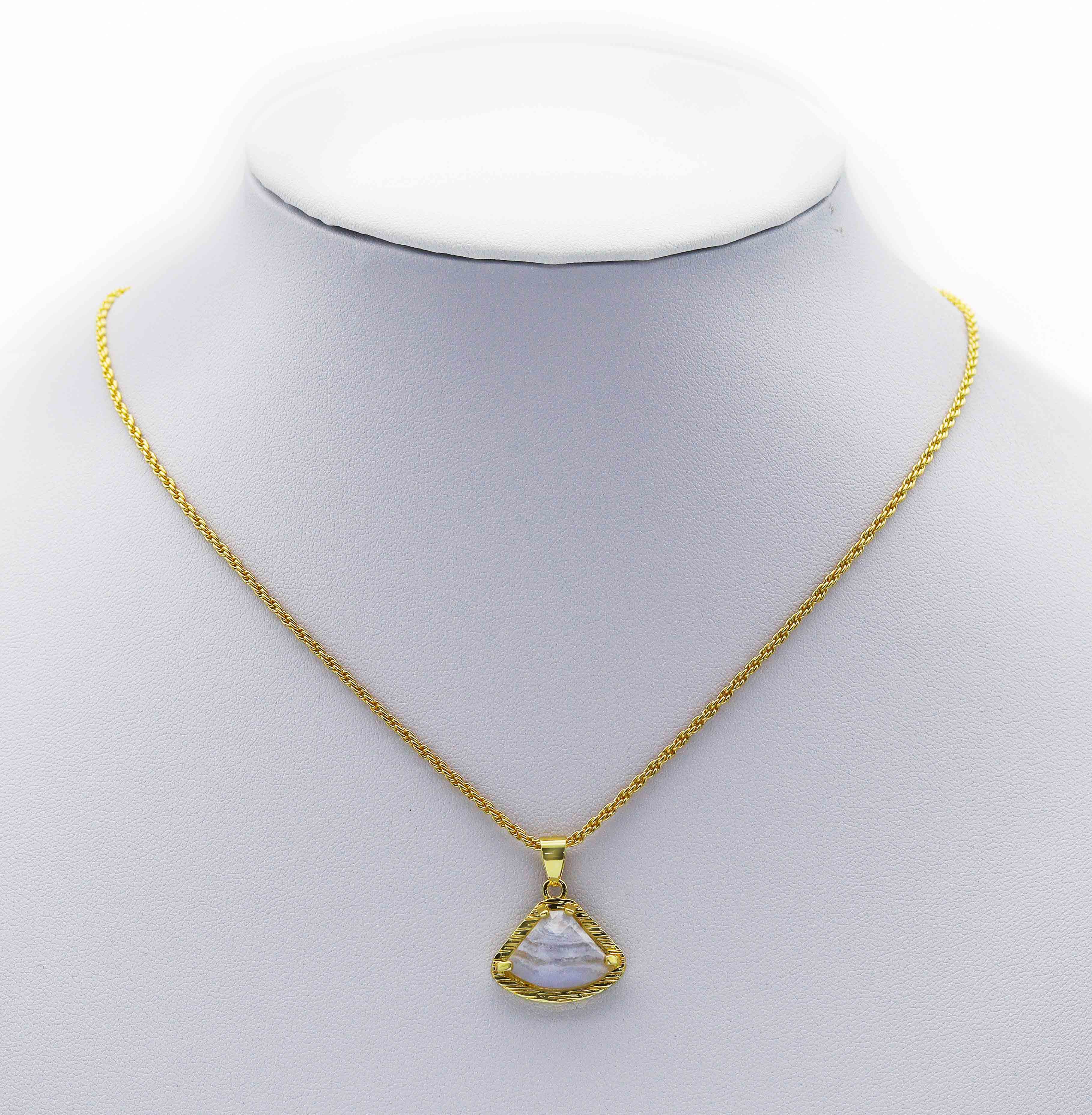 Gemstone Fan shape Charm, Sku#LY10