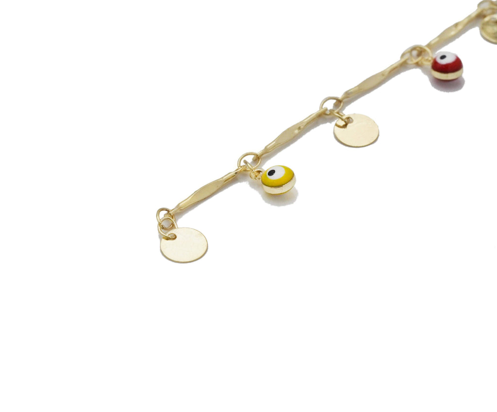 Dainty Round Evil Eye Disc Chain By Yard/Necklace Choker, sku#LS23