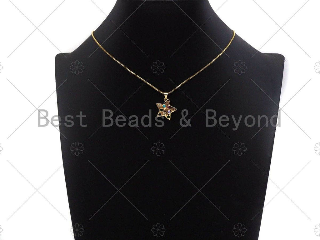 Colorful CZ Micro Pave Heart Star Clover Pendant Charm, Gold Filled star, heart, shamrock Charm, sku#L353