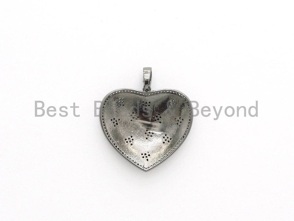 34*37mm Enamel Heart on Heart Pendant, CZ Micro Pave heart pendant, Enamel heart,Red/White/Pink/Blue Heart Focal Pendant, sku#F614