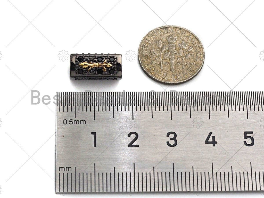 Wheel/Torch Bead,Tube Spacer Bead, Black CZ Pave Tube Spacer Beads for Men/Women Jewelry Making, 7x14mm, sku#ML18