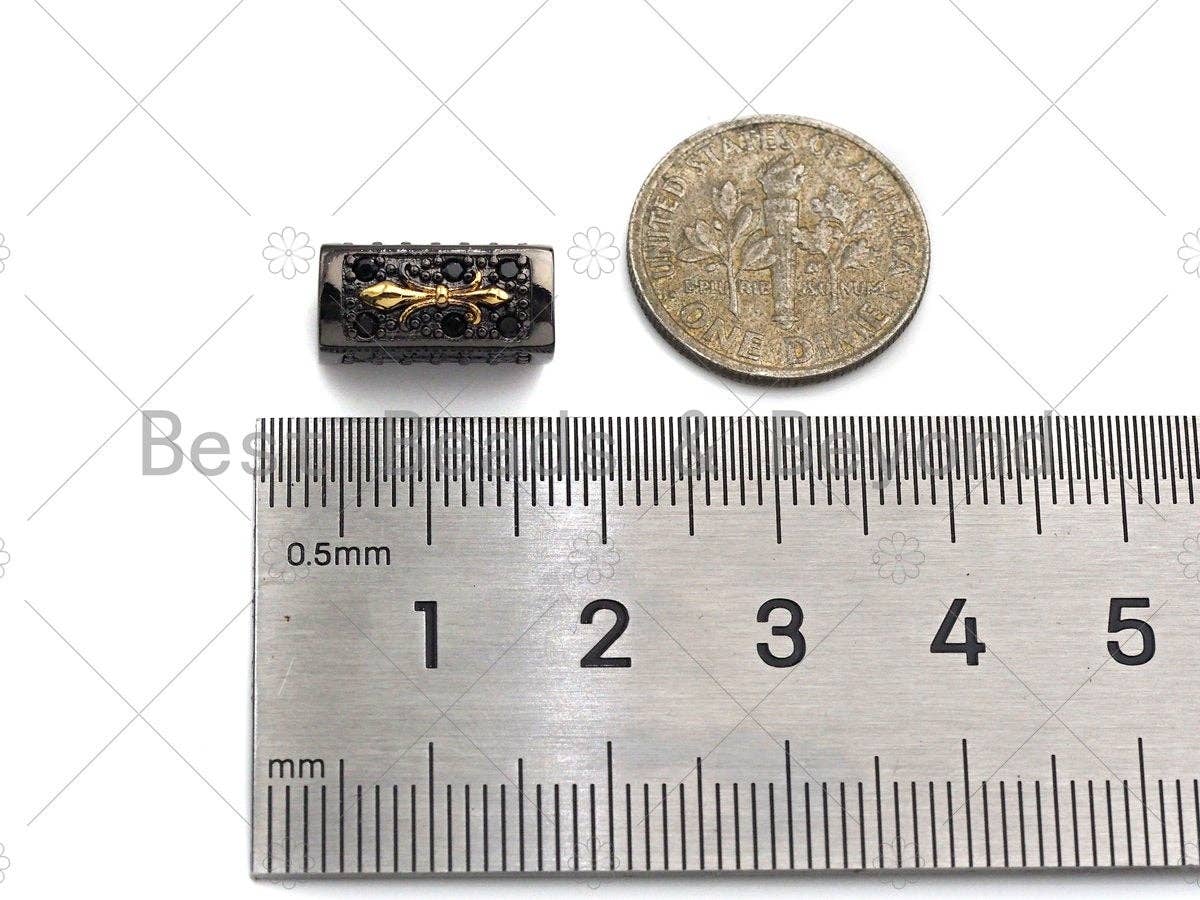 Wheel/Torch Bead,Tube Spacer Bead, Black CZ Pave Tube Spacer Beads for Men/Women Jewelry Making, 7x14mm, sku#ML18