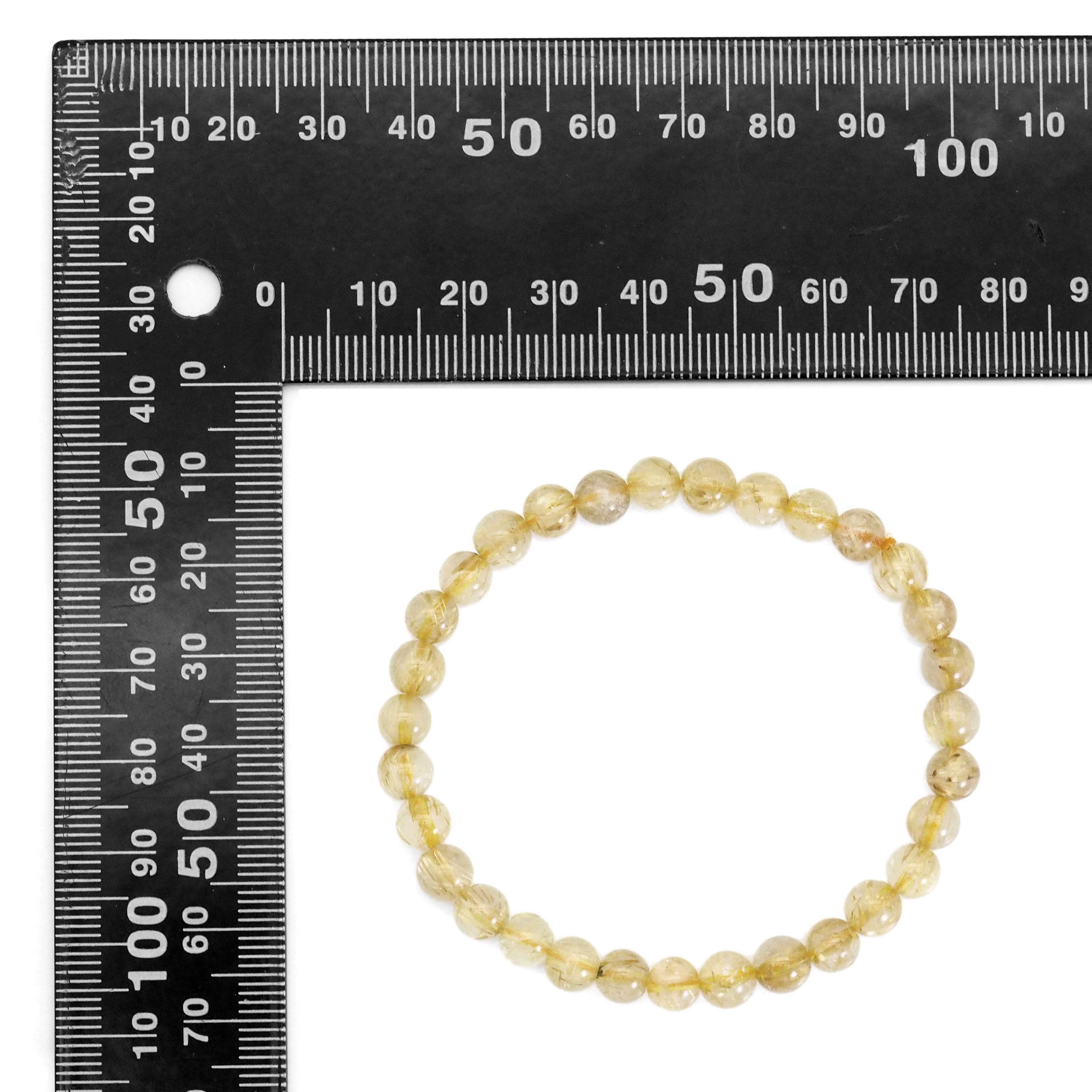 Genuine Round Smooth Rutilated Quartz Stretchy Bracelet, Sku#EF361