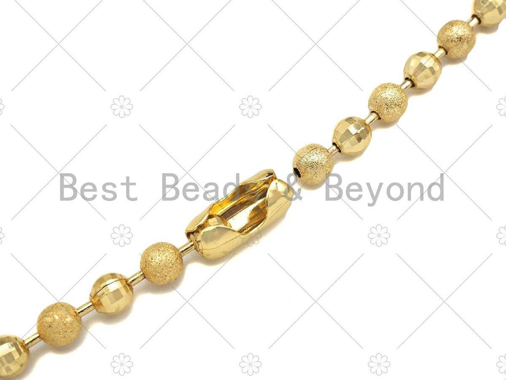 Mixed Matte and Shinny Gold 4mm ball Beads Necklace Bracelet with Lock, Gold Ball beads Necklace, Ball beads Bracelet Necklace set, sku#LD70