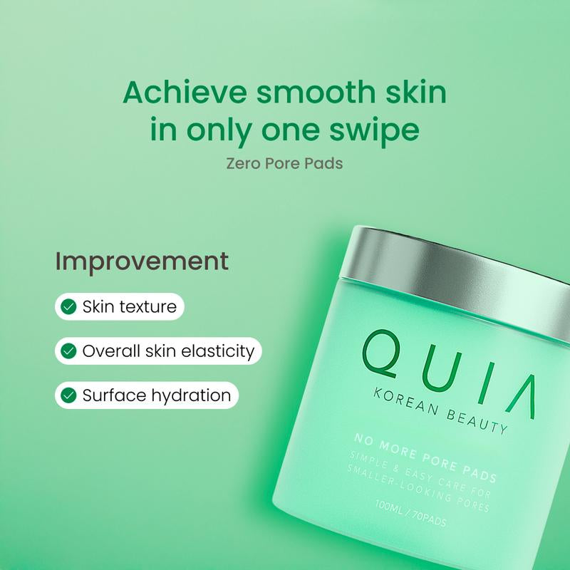 QUIA Dual-Action Toner Pads – Gentle PHA Exfoliation for Sensitive Skin – Instantly Hydrate and Minimize Pores – 70 Soft-Touch Korean Textured Pads – Blackhead and Blemish Control