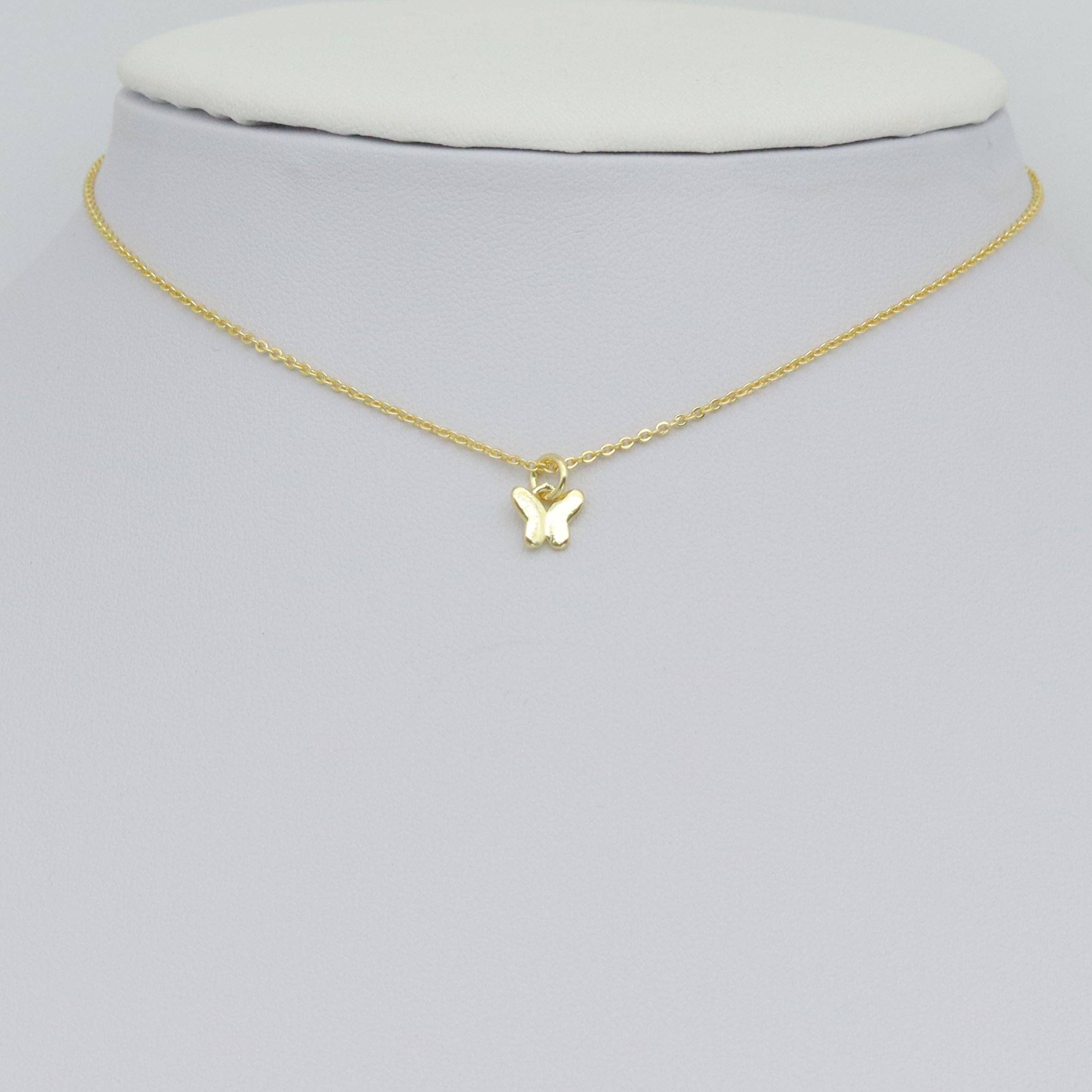 Tiny Gold Butterfly Shape Charm Pendant, Sku#LK1056