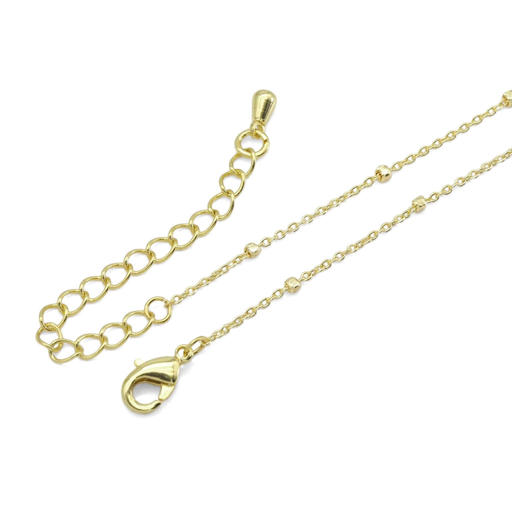 Gold Dainty Cube Chain Necklace, Sku#EF511
