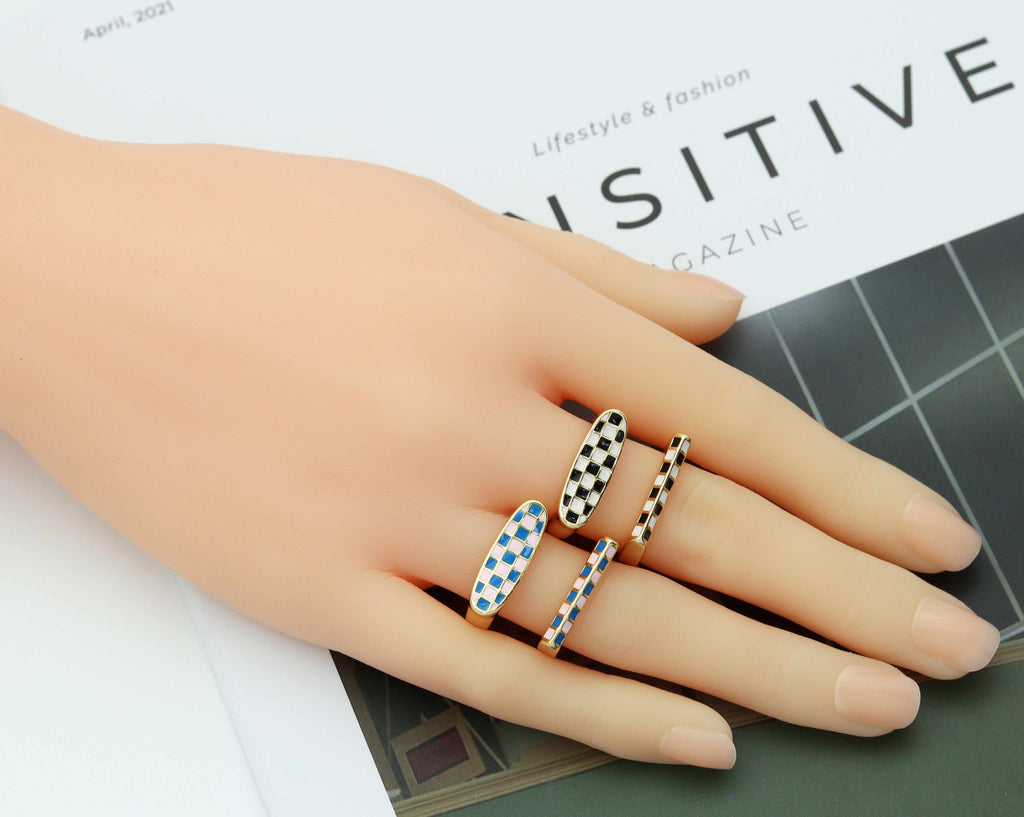 Gold Mosaic Tile Ring, Sku#FH201