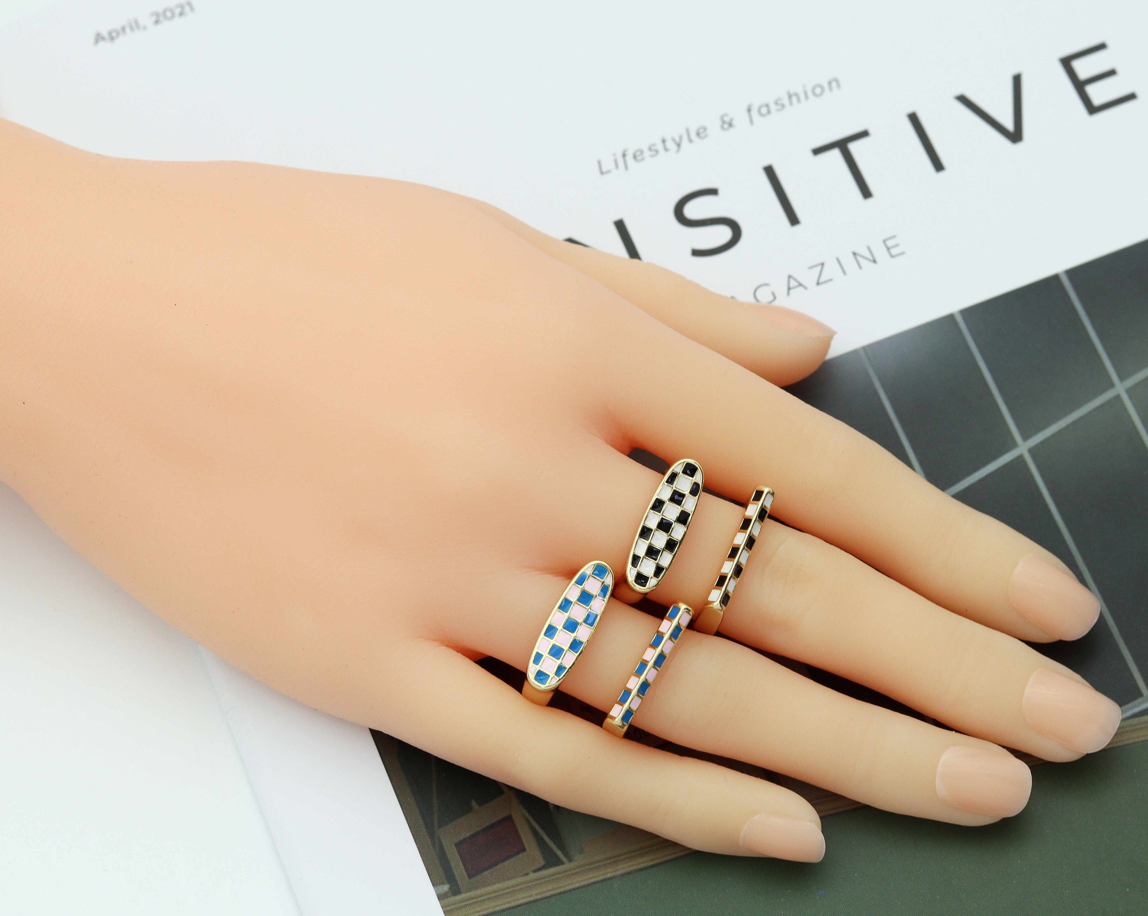 Gold Mosaic Tile Ring, Sku#FH201