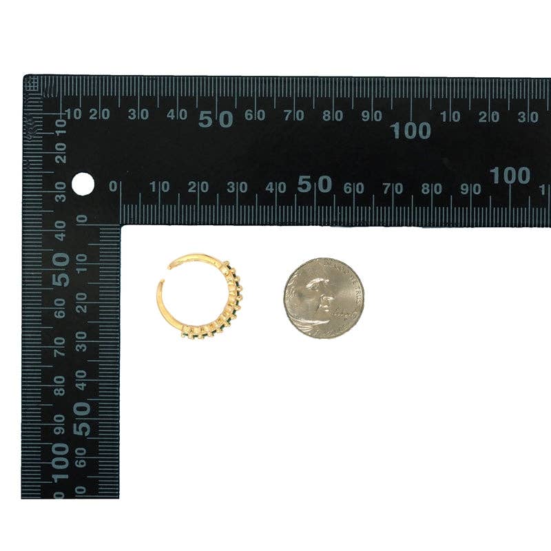 Gold Clear Green CZ Thick Band Adjustable Ring, Sku#LD397