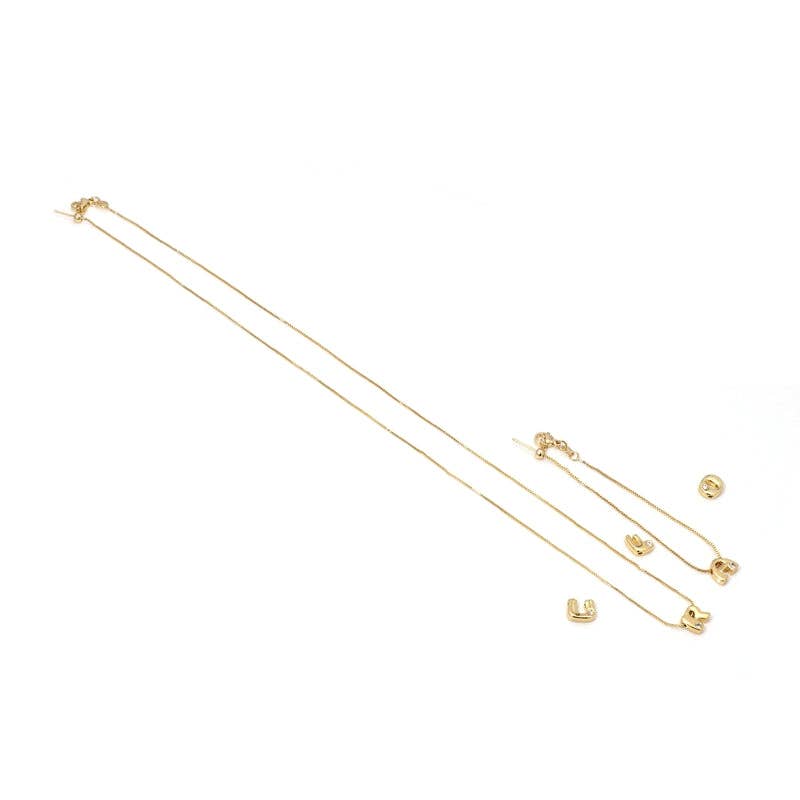 Gold Silky Chain Initial Bracelet,sku#EF284