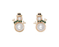 Dainty Pearl Snowmen with Crystals Earrings