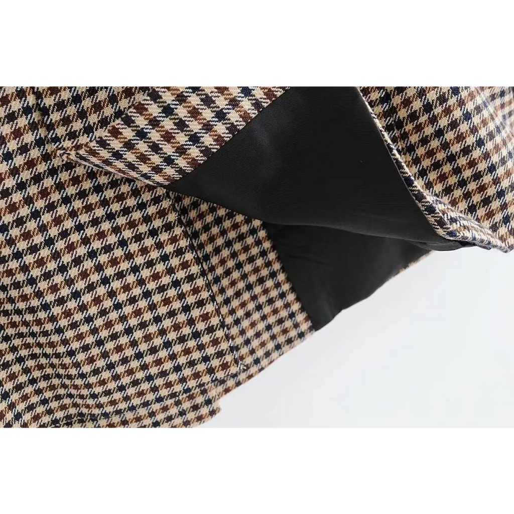 Double Breasted Checkered Blazer