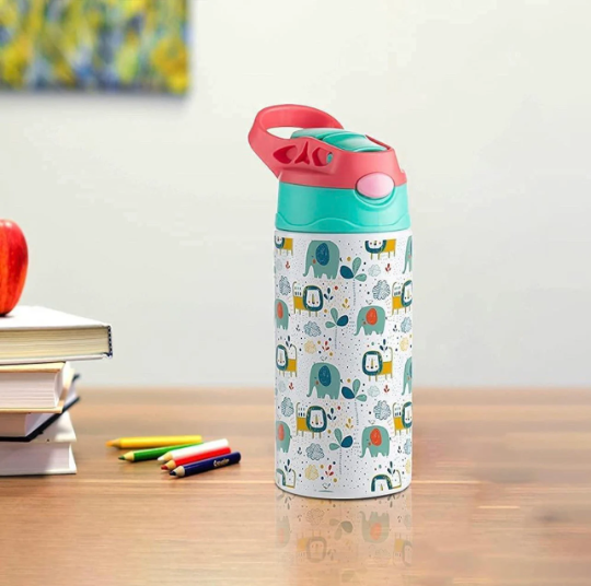 Gobelet Sippy 20oz vierge à sublimation pour enfants, droit, en acier inoxydable blanc, gobelet pour enfants, bouteille d'eau de sport avec poignée