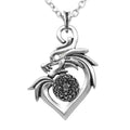 Dragon Heart Necklace Sterling Silver Gothic Pendant