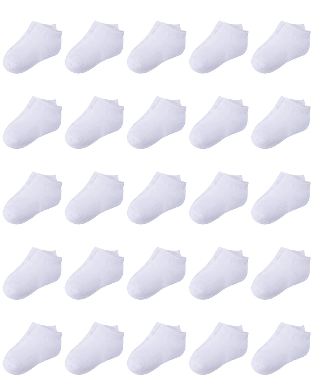 Duufin 25 Pairs Toddler Ankle Socks Low Cut Kids Half Cushion Socks Low Rise Ankle Socks for Boys and Girls 4-6 Years White - # BOAA11810005