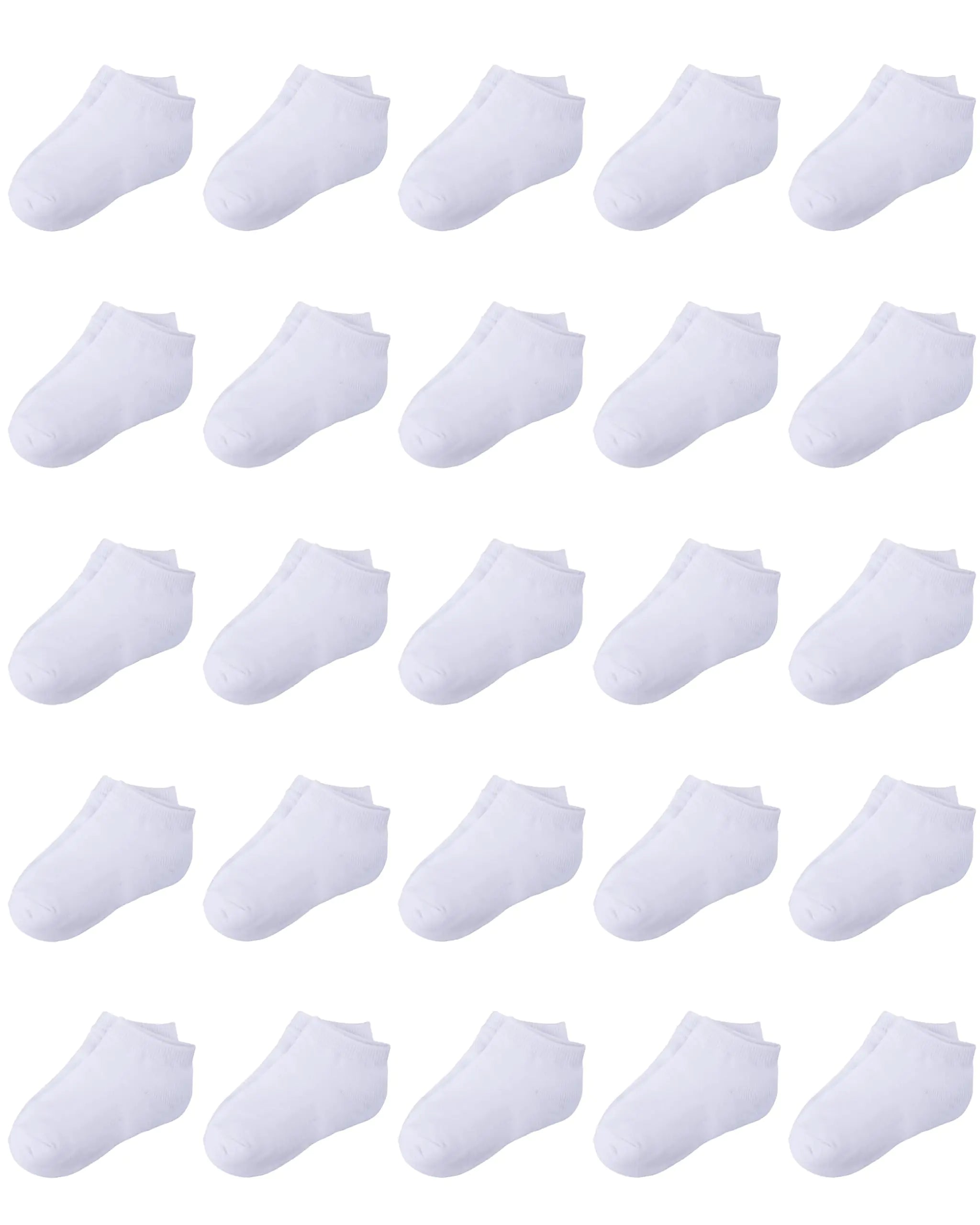Duufin 25 Pairs Toddler Ankle Socks Low Cut Kids Half Cushion Socks Low Rise Ankle Socks for Boys and Girls 4-6 Years White - # BOAA11810005
