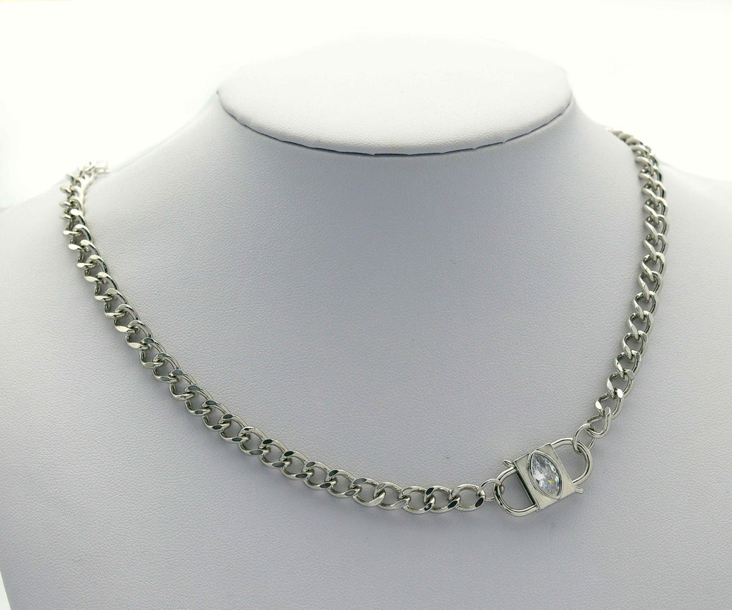 CZ Evil Eye On Lock Clasp, Sku#Z1449