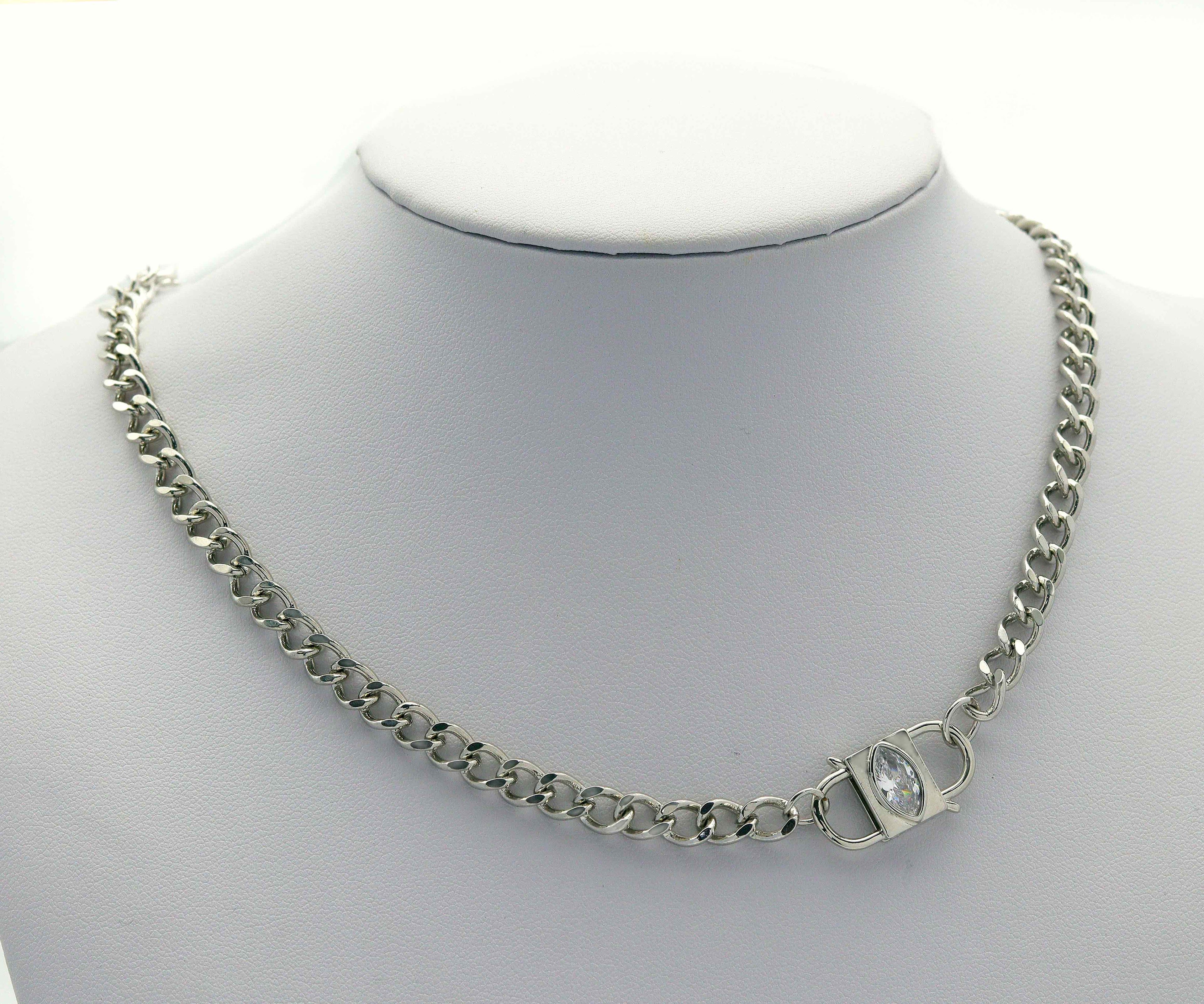 CZ Evil Eye On Lock Clasp, Sku#Z1449