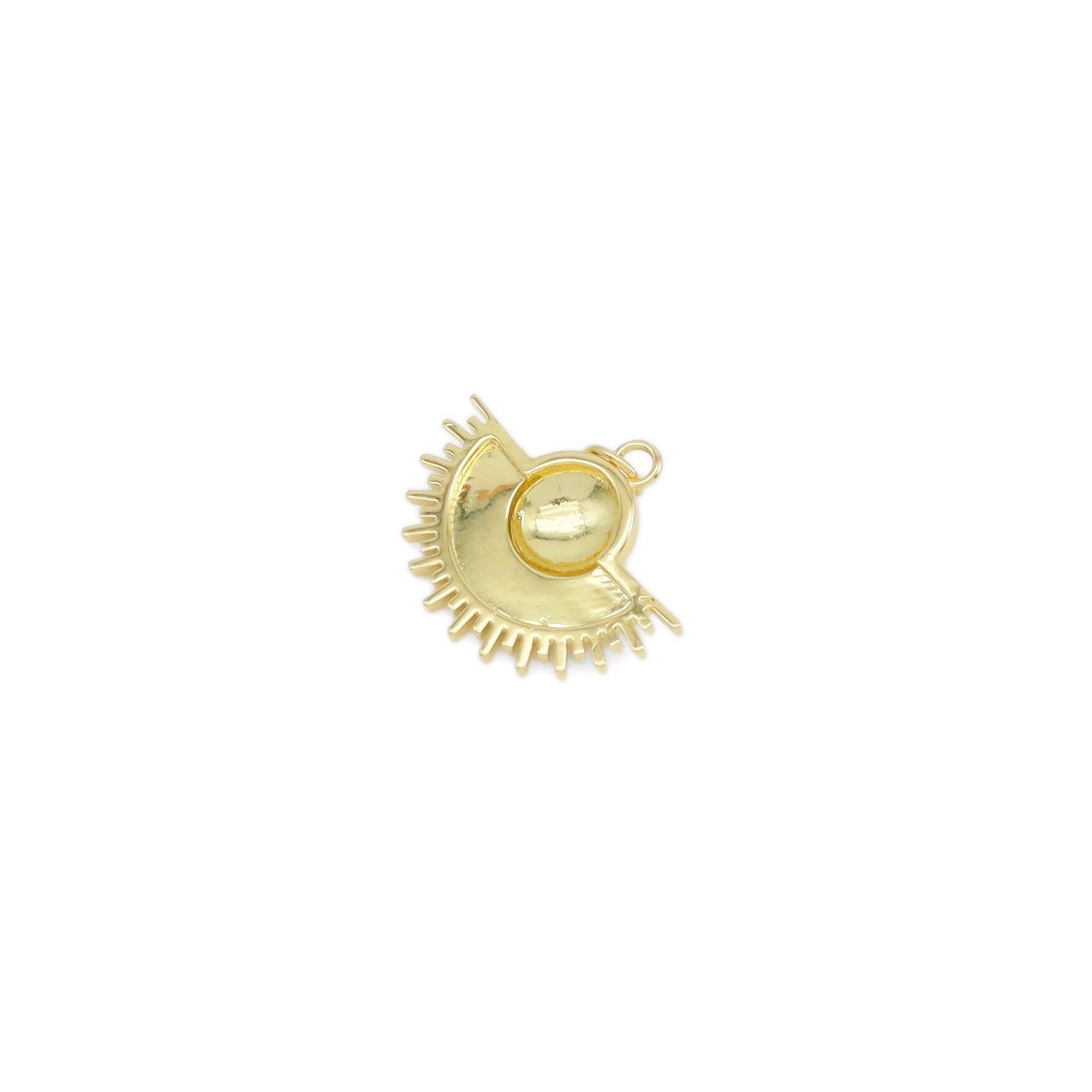Gold CZ Fan Shape Charm, Sku#Y905