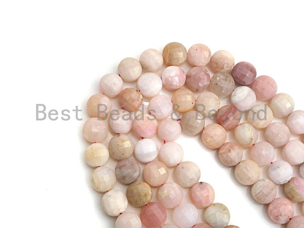 High Quality Natural Checkerboard Cut Pink Opal Coin Shape beads, 6mm/8mm/10mmTurtle Shell Cut Pink Opal Beads, 16" Full strand, sku#UA54
