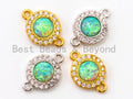 CZ Micro Pave Round connector/Link Finding, Green Opal, CZ micro paved, Cubic Zirconia CZ Connector, 9x13mm, sku#A71