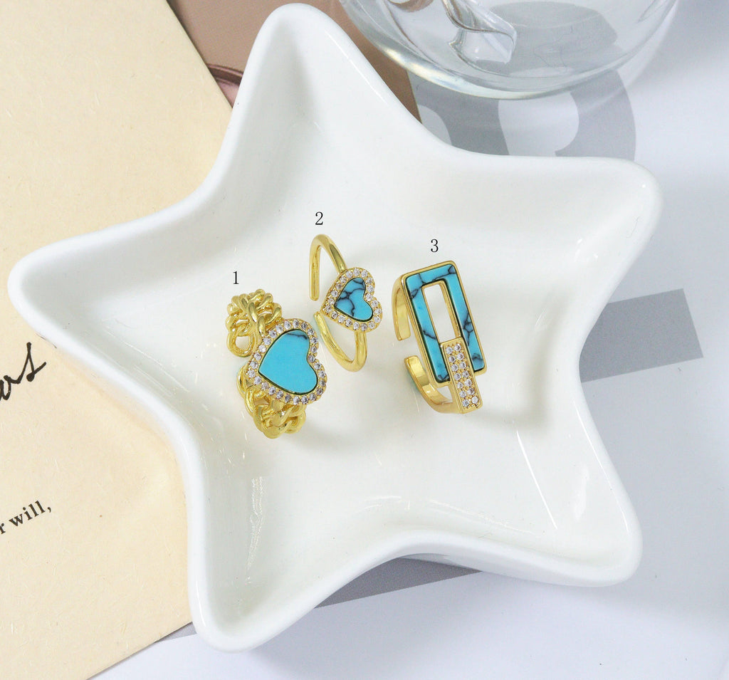 CZ Turquoise Adjustable Ring, Sku#O103