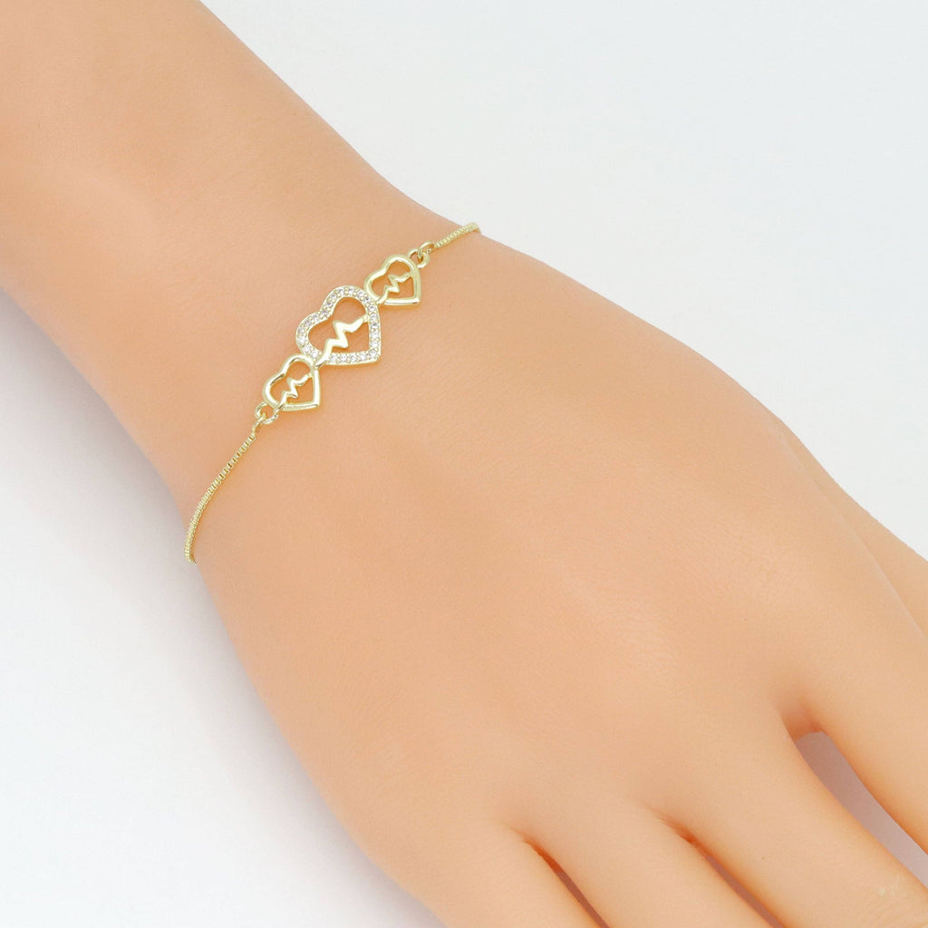 Triple Electrical Heart Charm connector, Sku#LK1064