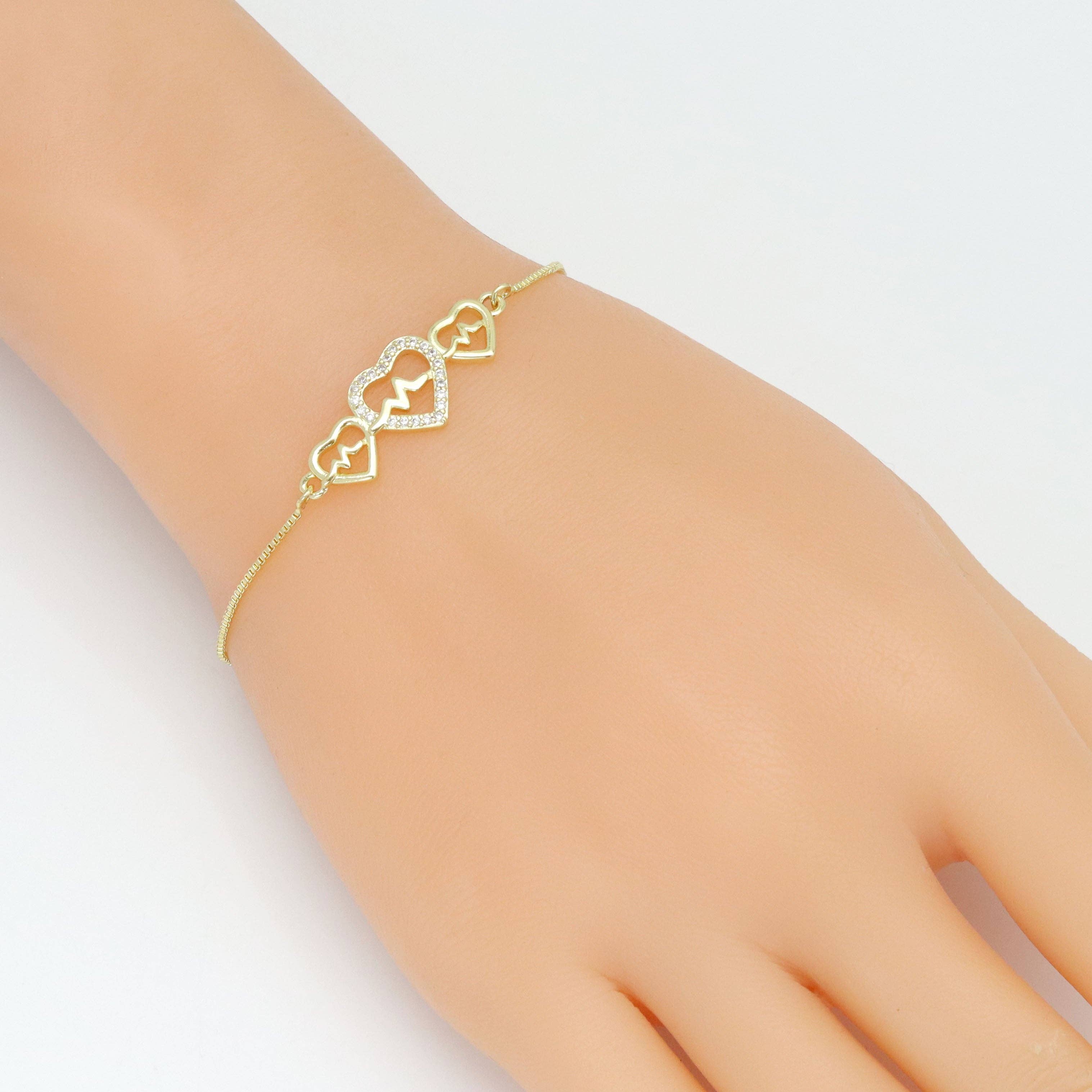 Triple Electrical Heart Charm connector, Sku#LK1064